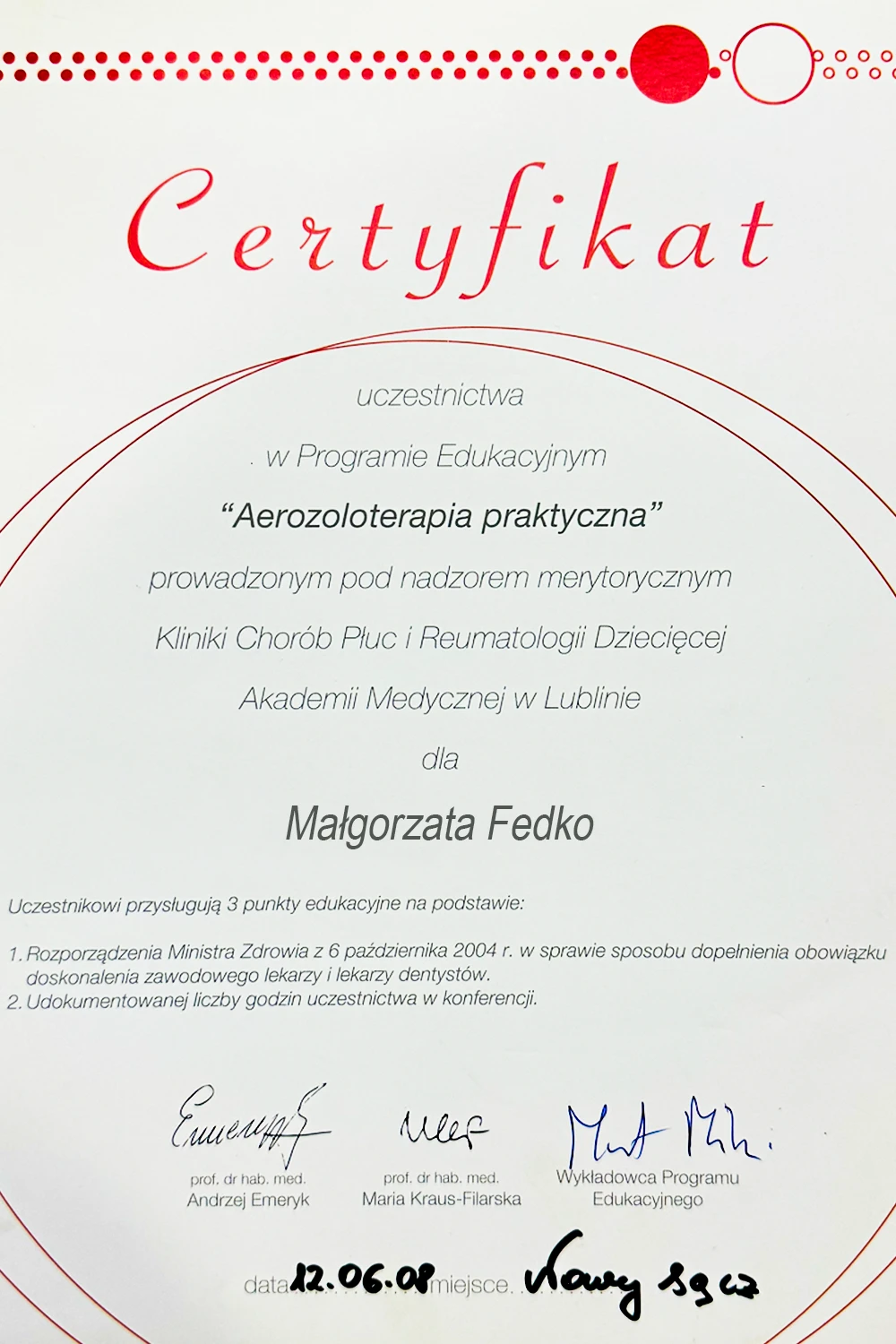Aerozoloterapia Praktyczna – Program Edukacyjny