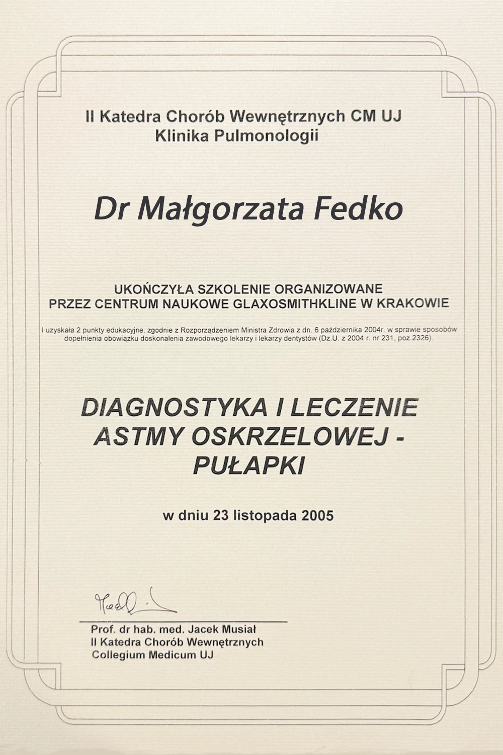 Astma Oskrzelowa – Szkolenie Specjalistyczne