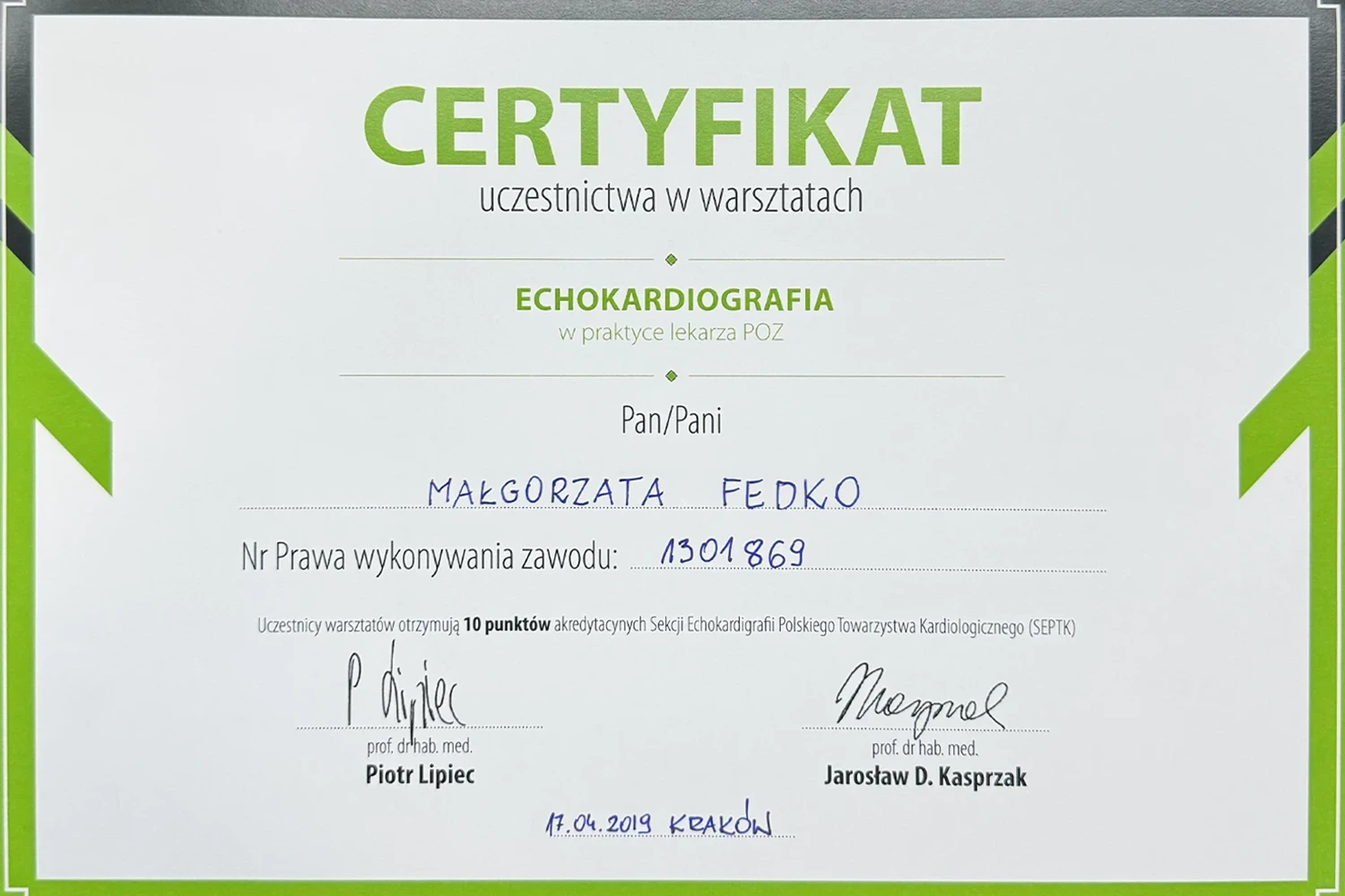 Echokardiografia I – Warsztaty Szkoleniowe dla Lekarzy POZ