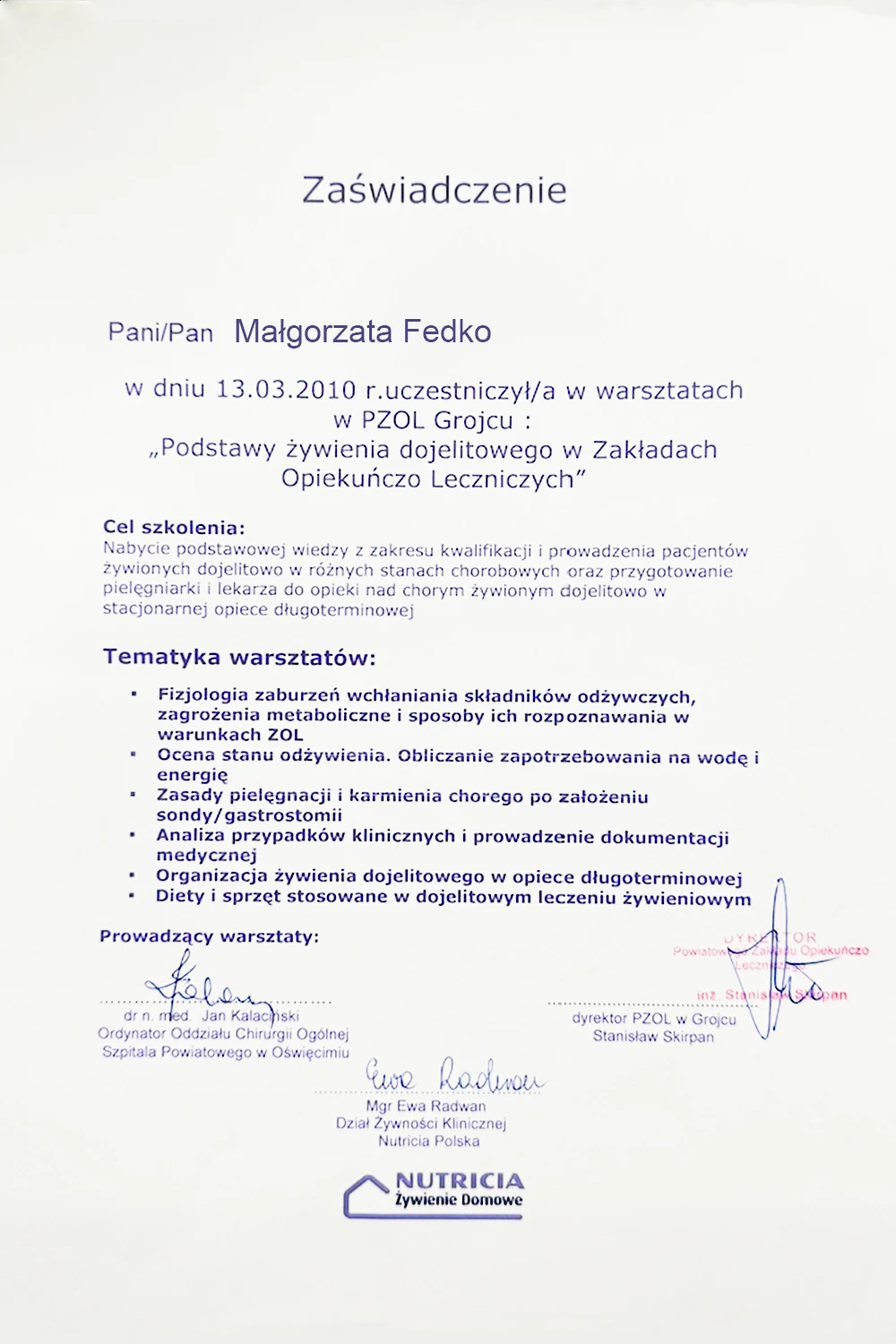 Podstawy Żywienia Dojelitowego – Warsztaty Edukacyjne