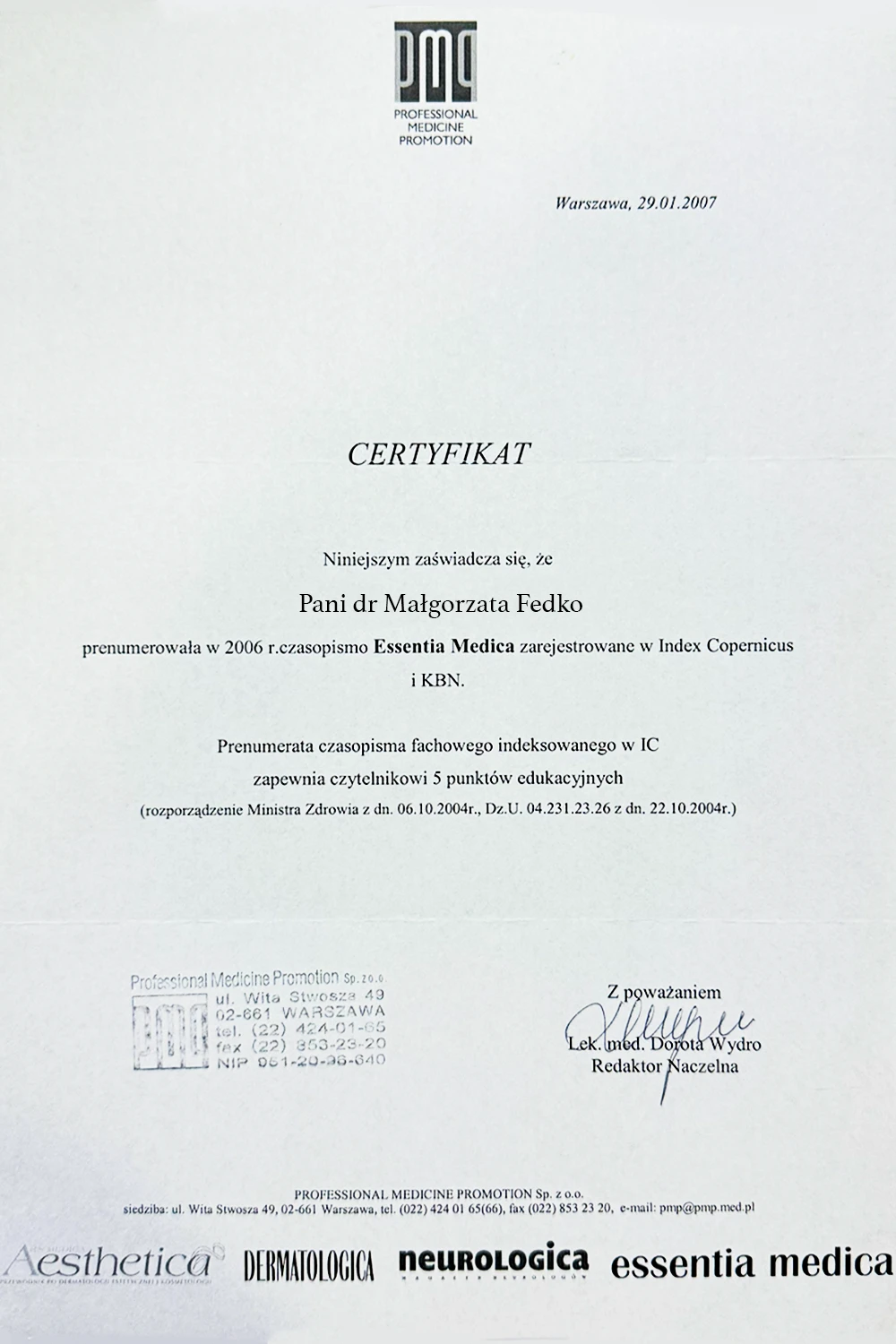 Essentia Medica – Prenumerata Czasopisma Fachowego
